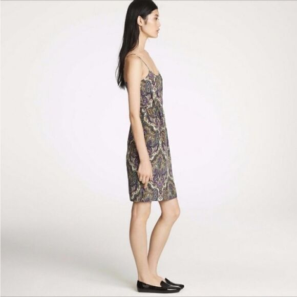 J CREW Silk Paisley Spaghetti Strap Dress Sz 0 - Picture 4 of 13